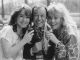 Black and white photo of Susan Tully, Bill Treacher and Wendy Richard with 1986 TRIC Award for "EastEnders"